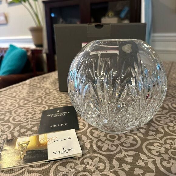 WATERFORD Crystal Archive 6” Rose Bowl Vintage New in Box Rare Signed - Picture 11 of 11